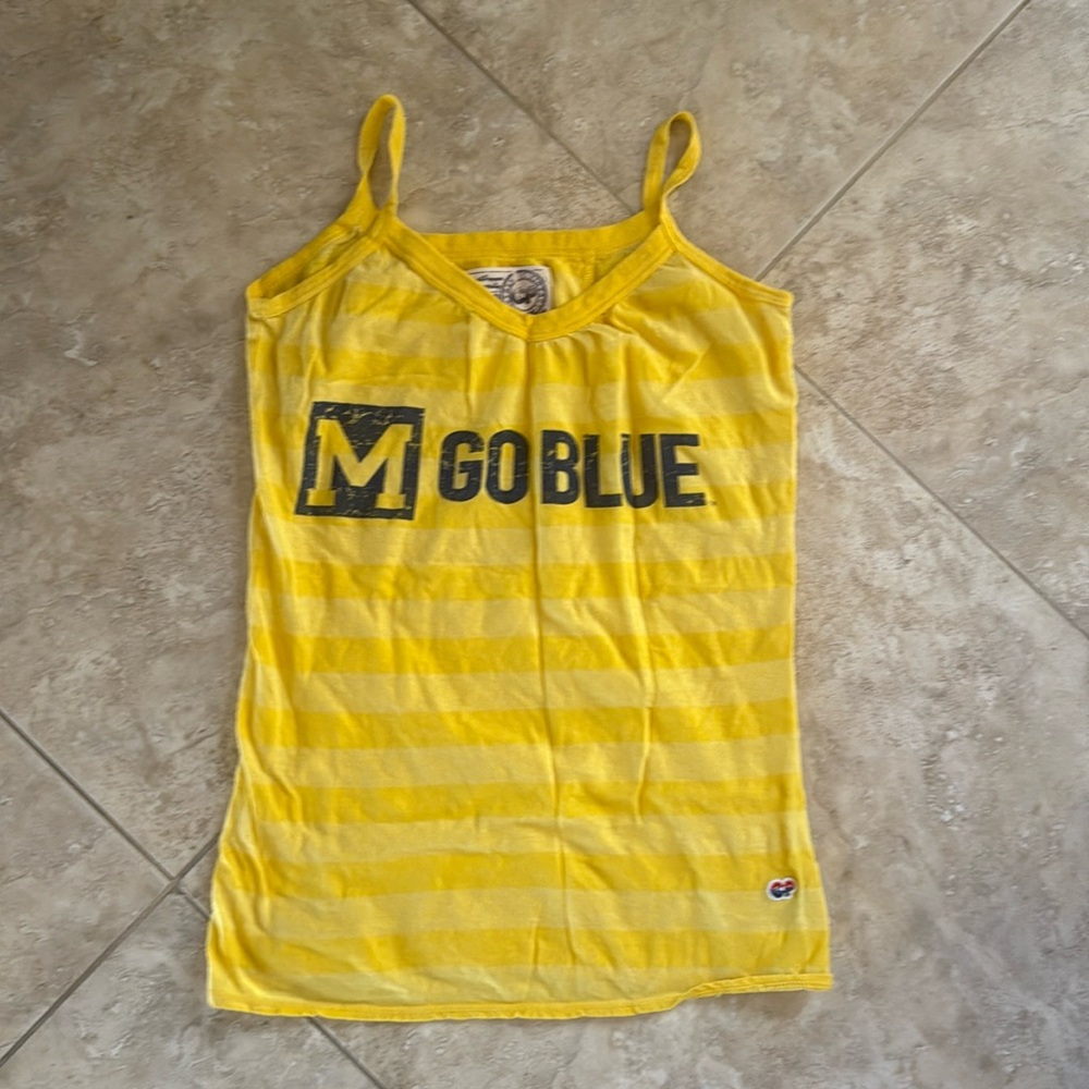 Chip & Pepper Michigan Go Blue Yellow Woman’s Tank Top, Small